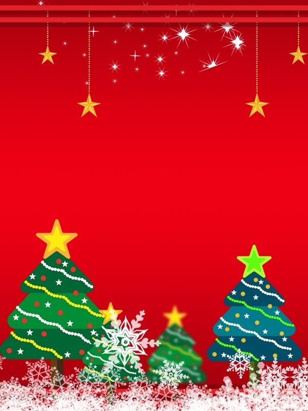 红色大气圣诞树背景