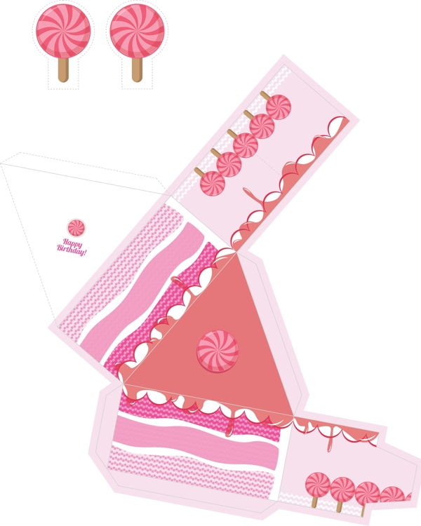 粉色蛋糕包装盒设计模板