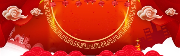 喜庆年货节中国风新年节日banner背景