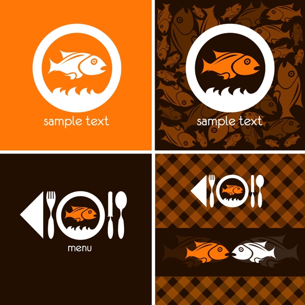 鱼主题餐厅矢量菜单设计