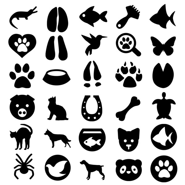 30个宠物相关的黑色图标