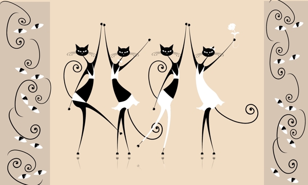 抽象猫舞蹈跳舞毛