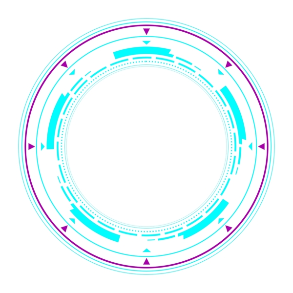 科技边框圆形蓝色紫色三角箭头可商用