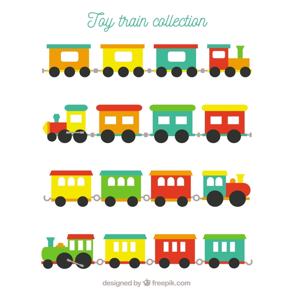 手绘彩色玩具火车矢量图标素材