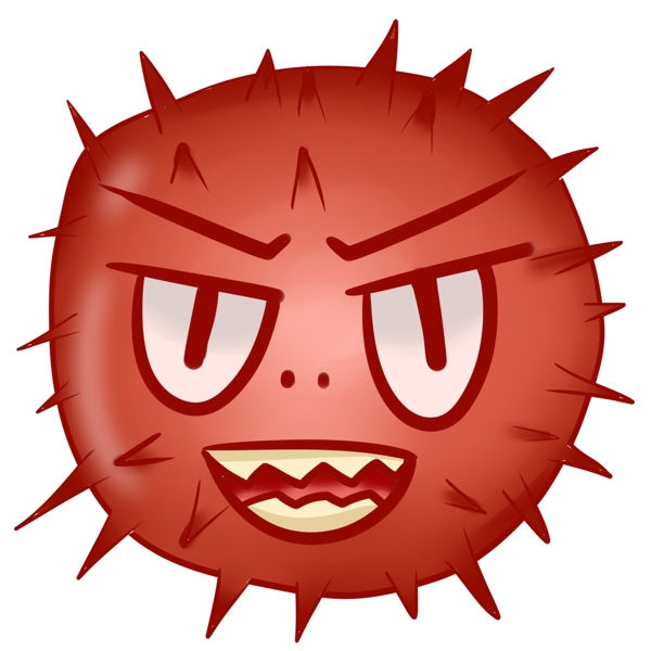 红色的毛球细菌插画