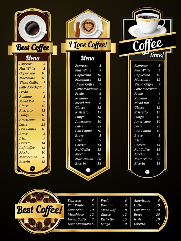 咖啡菜单插图矢量素材背景