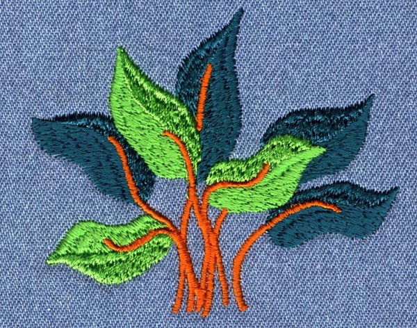 绣花植物树叶色彩墨绿免费素材