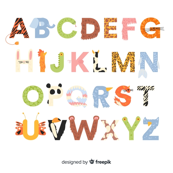 26个字母动物花纹字母