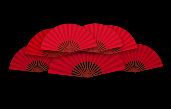 中国风红色折扇元素