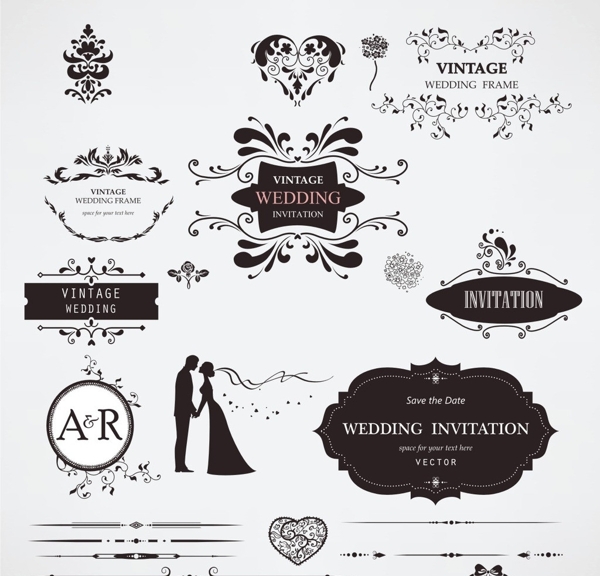 复古风格婚礼花纹设计图片