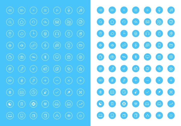蓝色圆形网页icon图标psd素材
