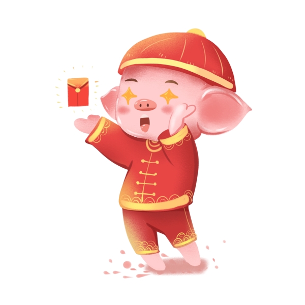 2019春节猪年卡通要红包可商用元素
