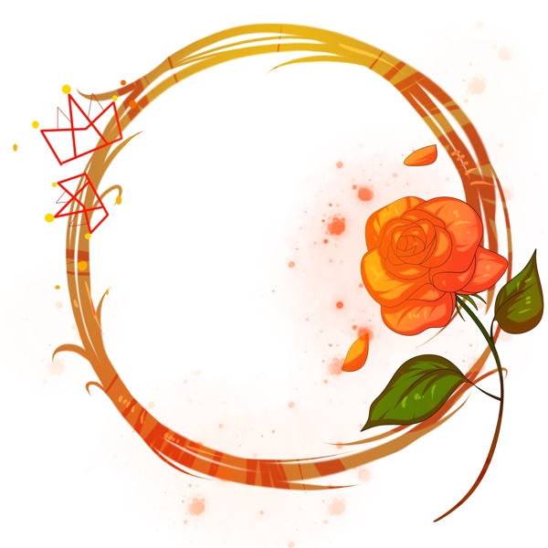 女王节玫瑰花边框插画