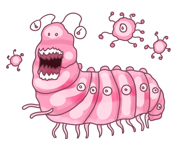 卡通毛虫细菌插画