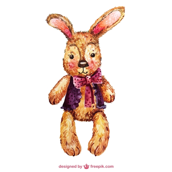 可爱水彩绘兔子矢量素材