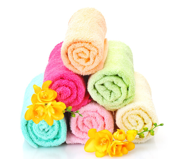 毛巾与鲜花图片