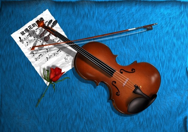 PS鼠绘小提琴玫瑰花