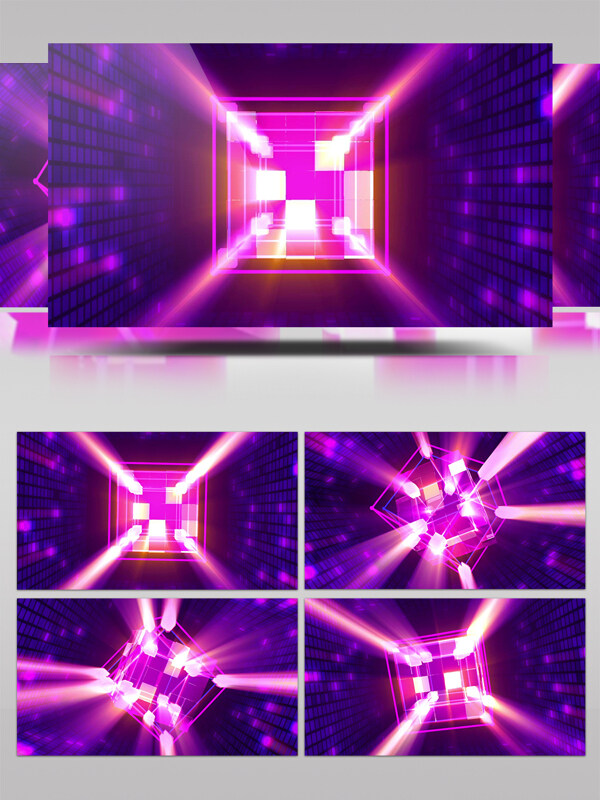 紫色魔方旋转亮光视频素材