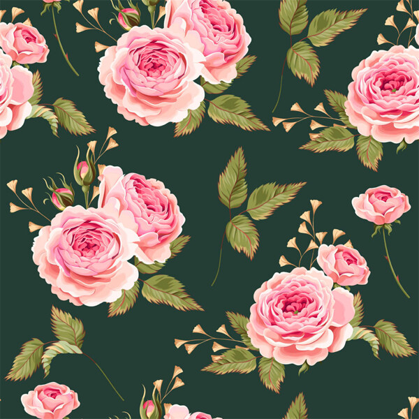 玫瑰花绿叶图案图片