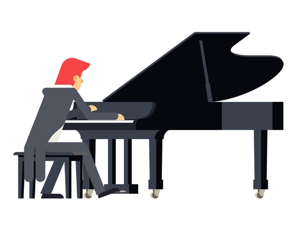 卡通钢琴演奏元素