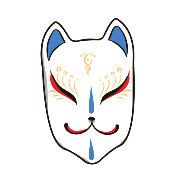 日本狐狸面具插画