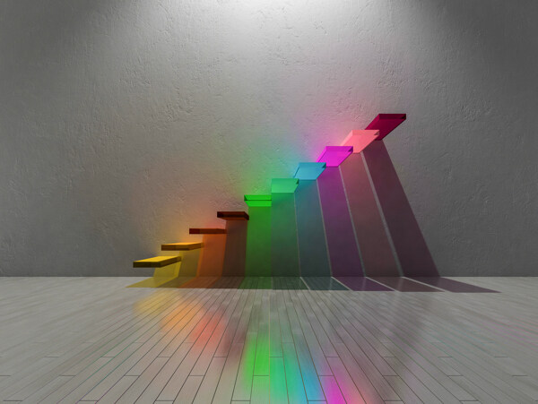 彩色玻璃楼梯三维效果图
