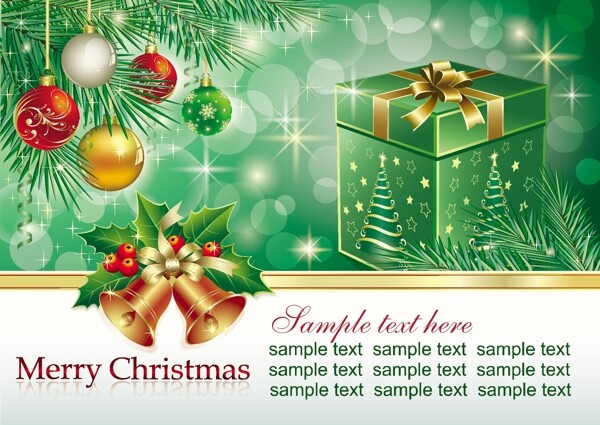 绿色礼盒圣诞背景图片
