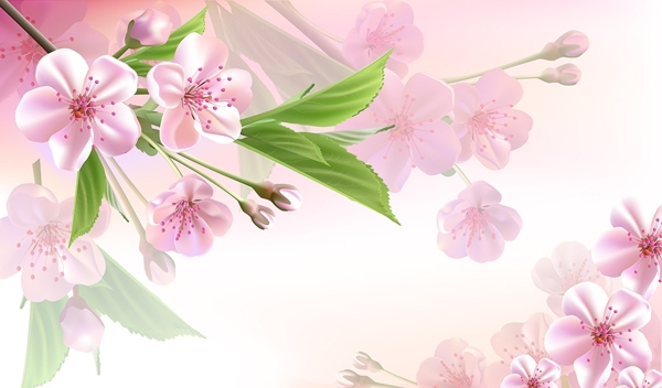 现代简约粉红花朵背景墙