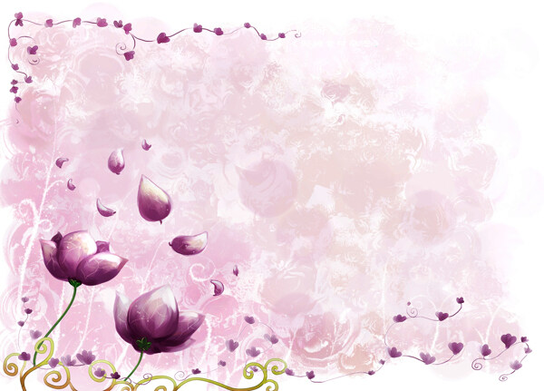 粉色花元素背景墙