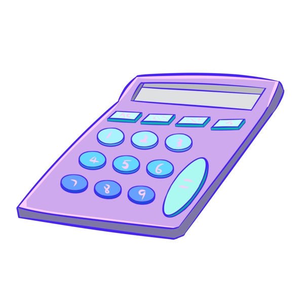 商用手绘手账考试学习数学紫色计算器贴图