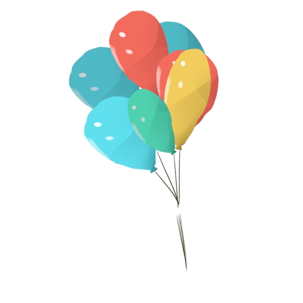 卡通手绘一束彩色的气球元素