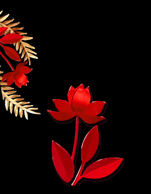 红色喜庆花朵装饰素材