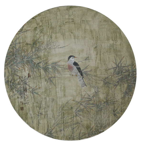 中国画花鸟扇面作品图片