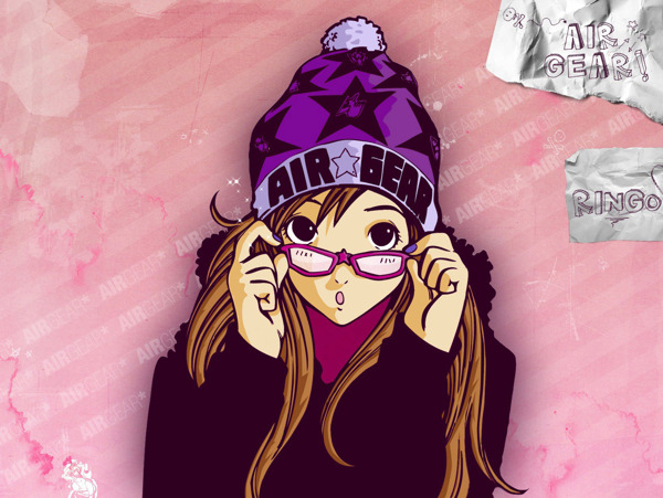 紫色帽子少女