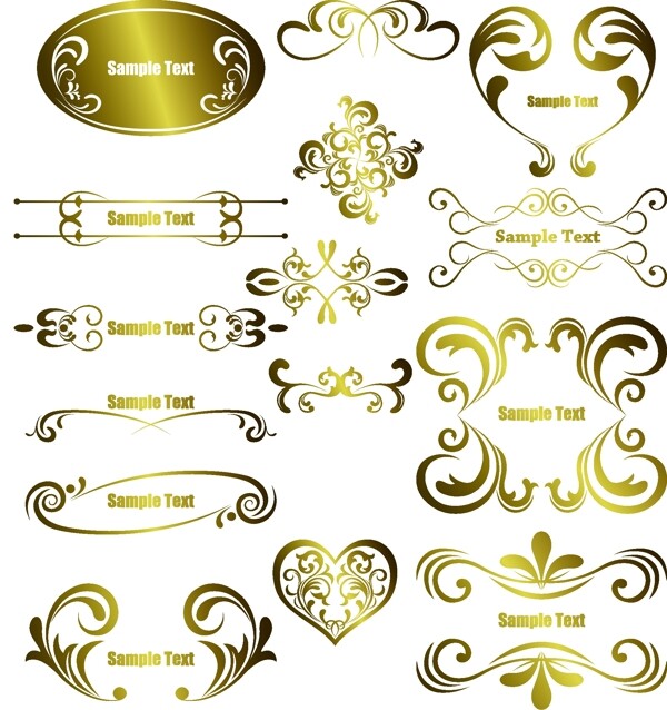 金色装饰花纹矢量设计素材
