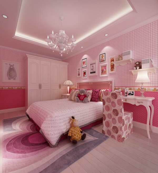 粉色卧室欧式效果图