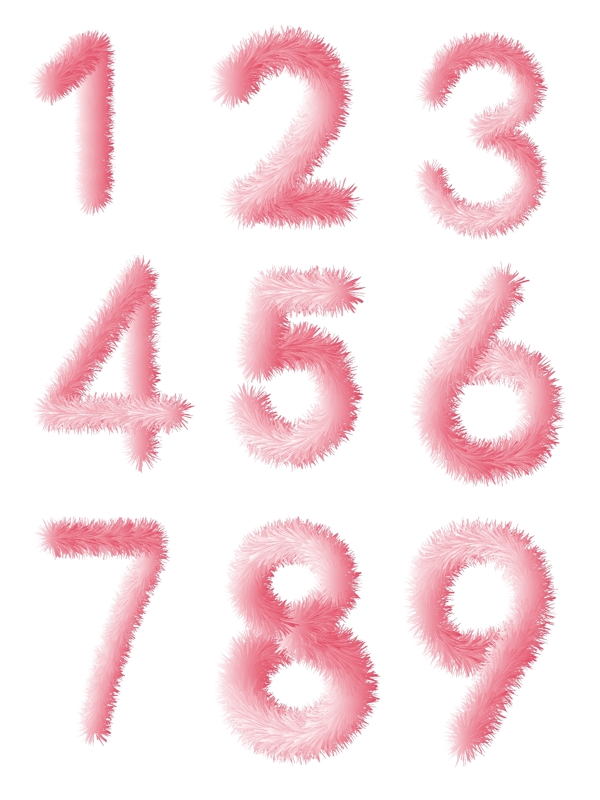 粉红色毛绒效果数字