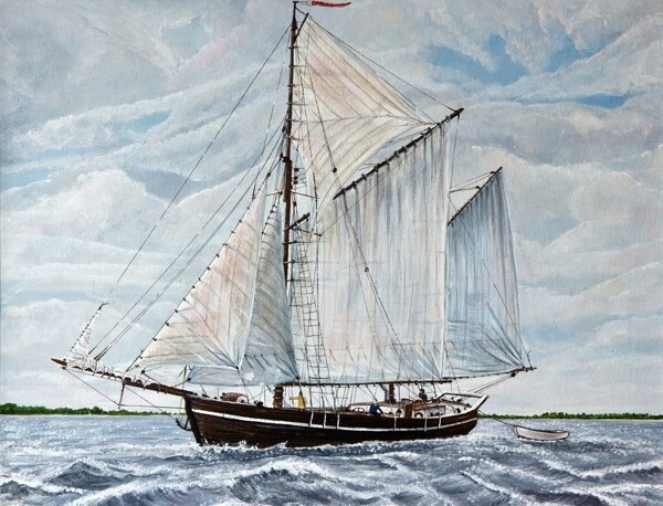 油画海洋帆船图片