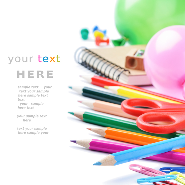 彩色学习用品文具高清图片素材