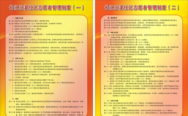 长江三溪社区志愿者管理制度图片