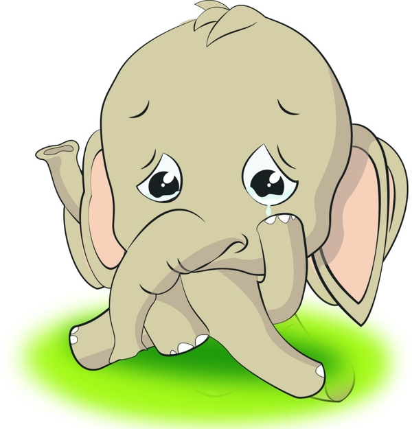 卡通小象哭泣图片