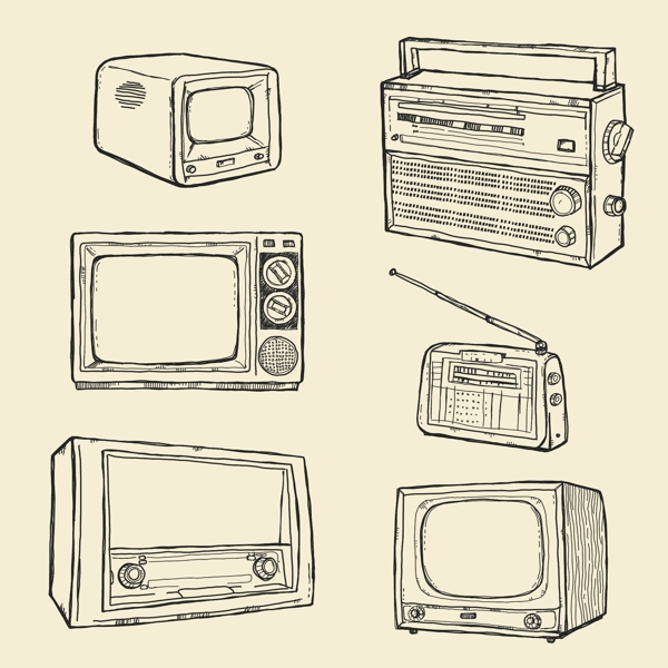 各时代电视风格矢量素材