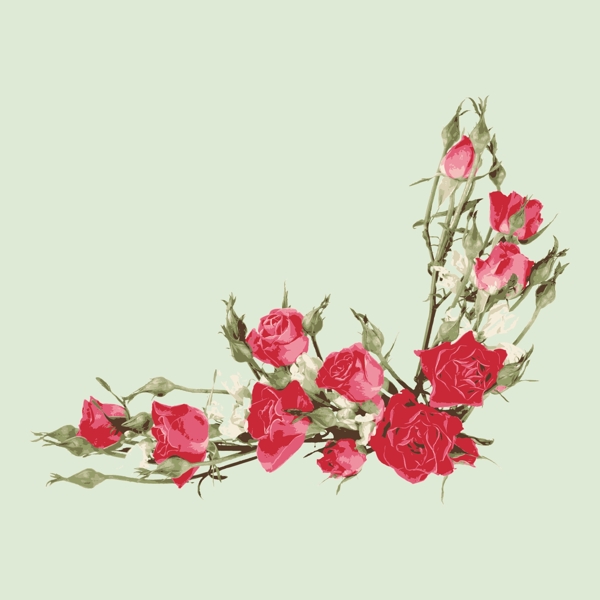 印花矢量图T恤图案植物花朵写意花朵免费素材