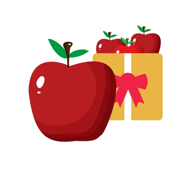 圣诞节平安夜礼物红苹果设计元素