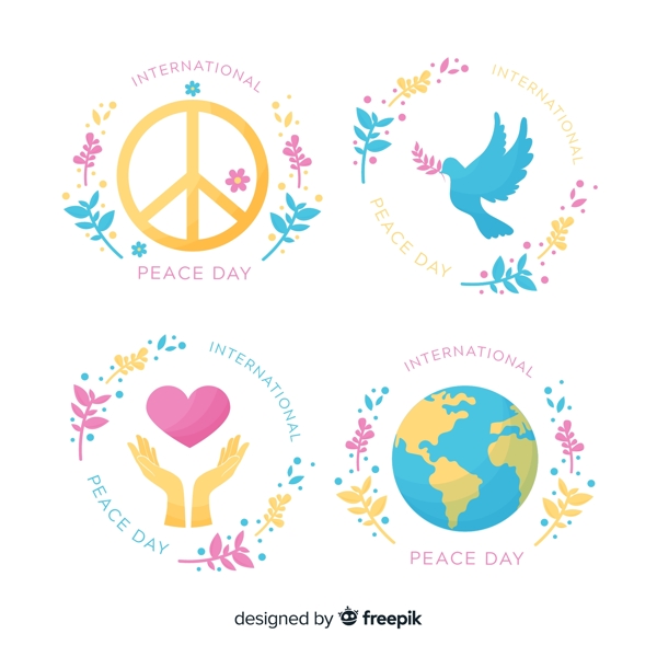4款彩色国际和平日标签