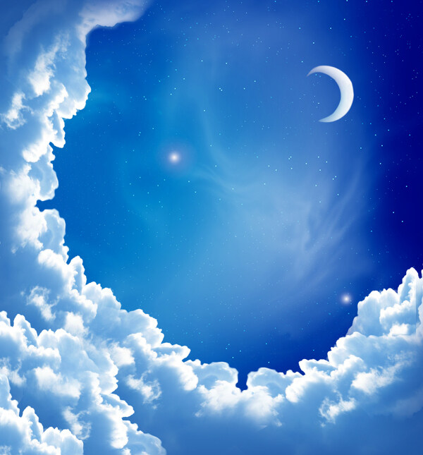 蓝天白云与星空图片
