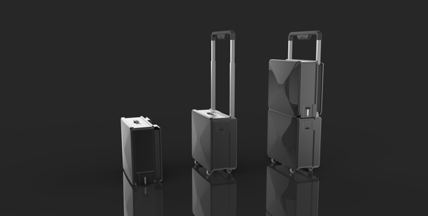 原创简洁多功能组合式行李箱设计3D模型