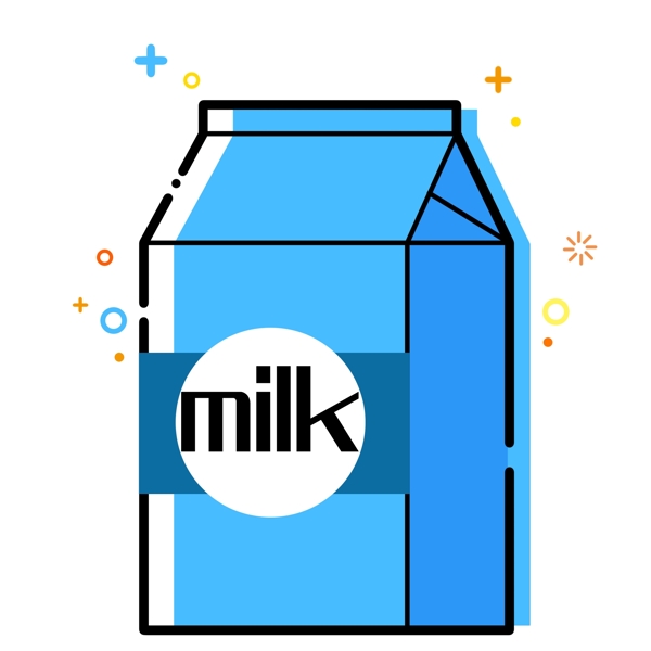 图案蓝色盒装牛奶