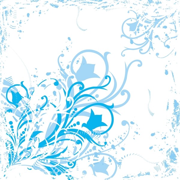典雅蓝色反白花纹矢量素材