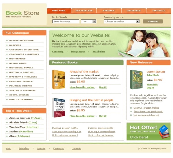 欧美网上图书销售网站模板
